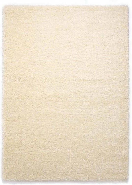 Tapeso Hoogpolig vloerkleed shaggy Grand effen crème 120x170 cm