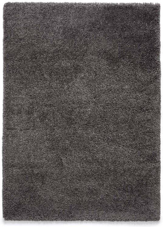 Tapeso Hoogpolig vloerkleed shaggy Grand effen donkergrijs 120x170