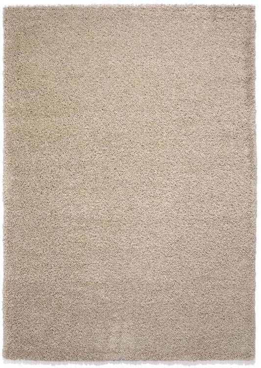 Tapeso Hoogpolig vloerkleed shaggy Trend effen champagne 200x300