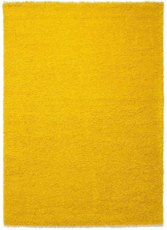 Tapeso Hoogpolig vloerkleed shaggy Trend effen geel 100x200 cm