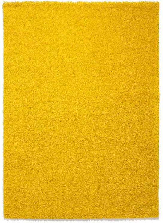 Tapeso Hoogpolig vloerkleed shaggy Trend effen geel 140x200 cm