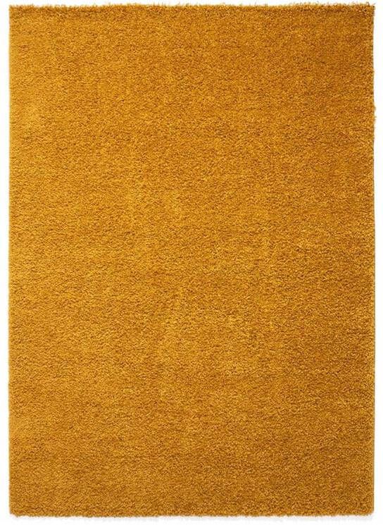 Tapeso Hoogpolig vloerkleed shaggy Trend effen okergeel 60x110 cm