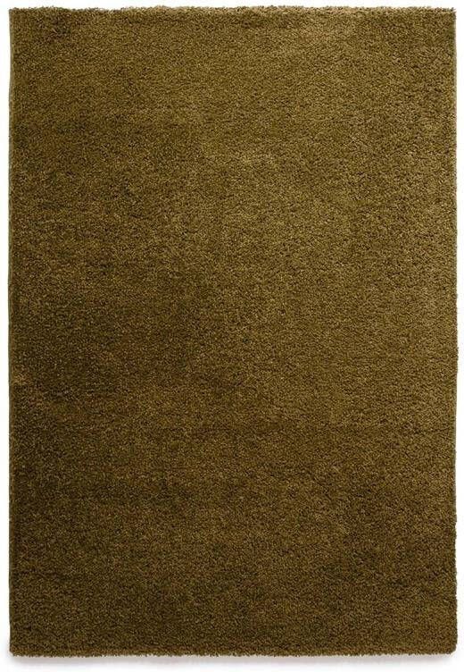 Tapeso Hoogpolig vloerkleed shaggy Trend effen olijfgroen 300x400