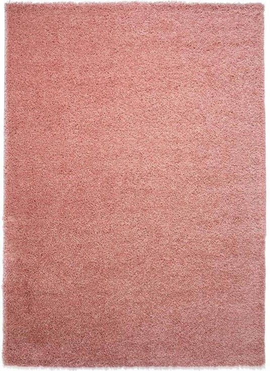 Tapeso Hoogpolig vloerkleed shaggy Trend effen roze 140x200 cm
