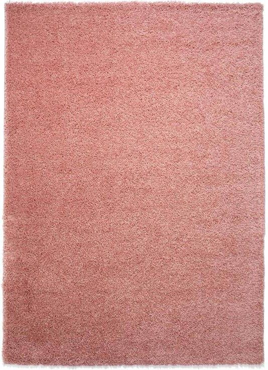 Tapeso Hoogpolig vloerkleed shaggy Trend effen roze 160x230 cm