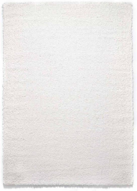 Tapeso Hoogpolig vloerkleed shaggy Trend effen wit 240x340 cm