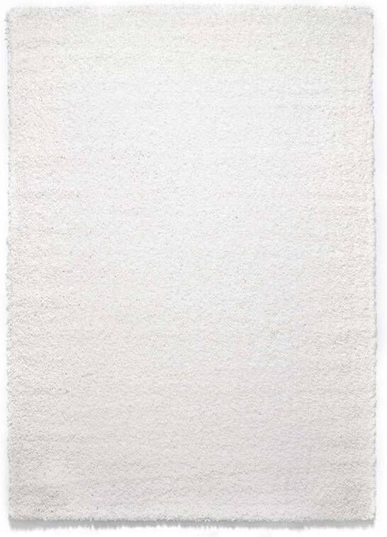 Tapeso Hoogpolig vloerkleed shaggy Trend effen wit 60x110 cm