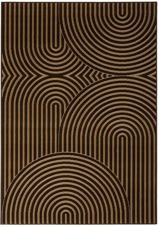 Tapeso Japandi vloerkleed Ease Akira bruin 160x230 cm