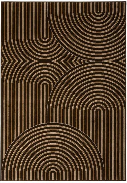 Tapeso Japandi vloerkleed Ease Akira bruin 190x280 cm