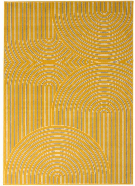 Tapeso Japandi vloerkleed Ease Akira okergeel 190x280 cm