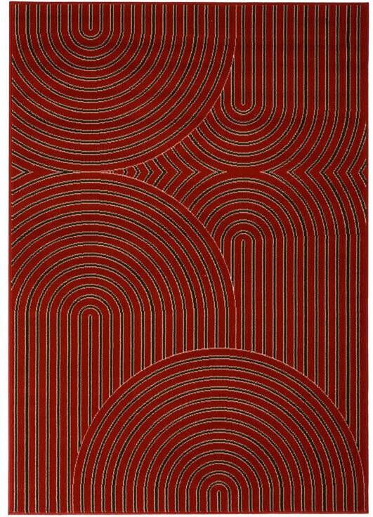 Tapeso Japandi vloerkleed Ease Akira rood 190x280 cm