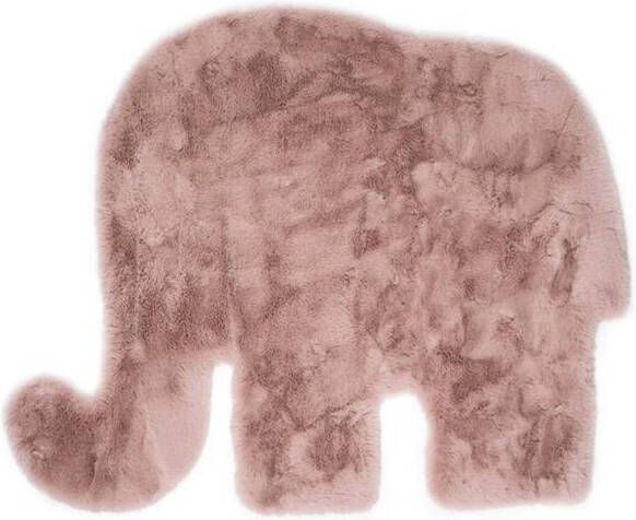 Tapeso Kindervloerkleed Olifant Fluffy roze 80x100 cm