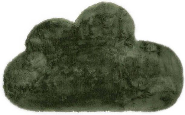 Tapeso Kindervloerkleed wolkje Fluffy olijfgroen 70x115 cm