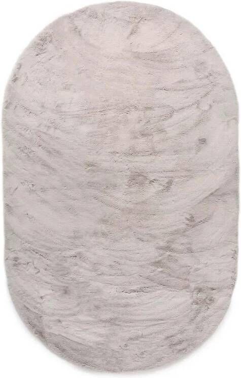 Tapeso Ovaal hoogpolig vloerkleed Comfy plus lichtgrijs 200x300