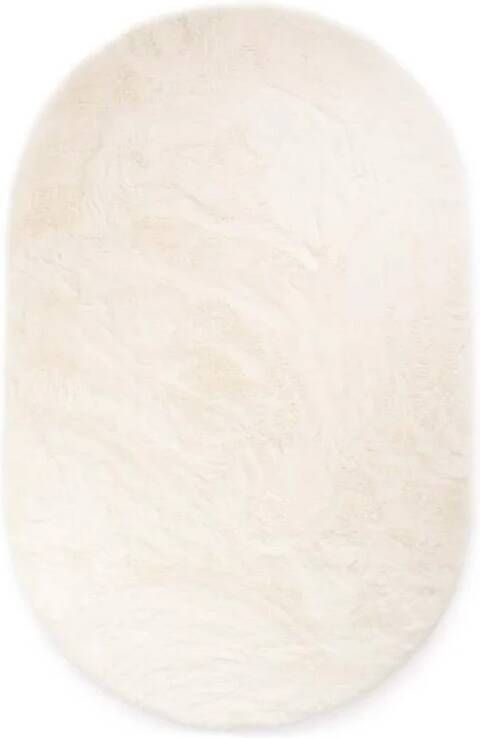 Tapeso Ovaal hoogpolig vloerkleed Comfy plus wit 120x180 cm