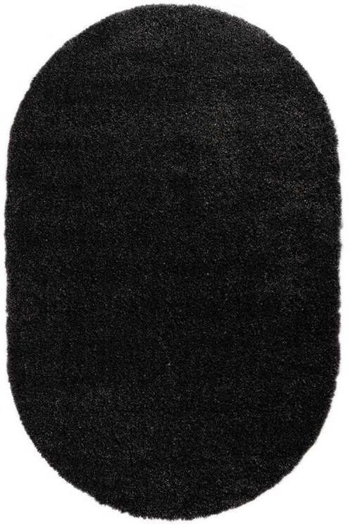 Tapeso Ovaal hoogpolig vloerkleed Cozy Shaggy antraciet 120x180