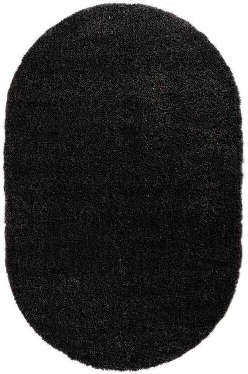 Tapeso Ovaal hoogpolig vloerkleed Cozy Shaggy antraciet 150x240