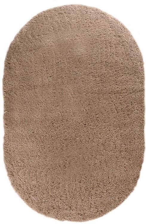 Tapeso Ovaal hoogpolig vloerkleed Cozy Shaggy beige 150x240 cm