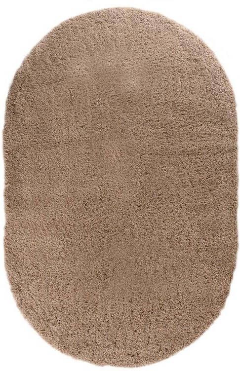 Tapeso Ovaal hoogpolig vloerkleed Cozy Shaggy beige 300x400 cm