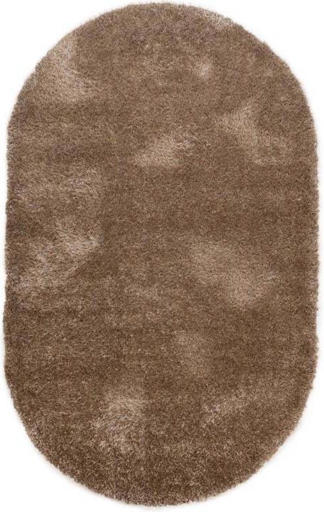Tapeso Ovaal hoogpolig vloerkleed velvet Posh beige 240x340 cm