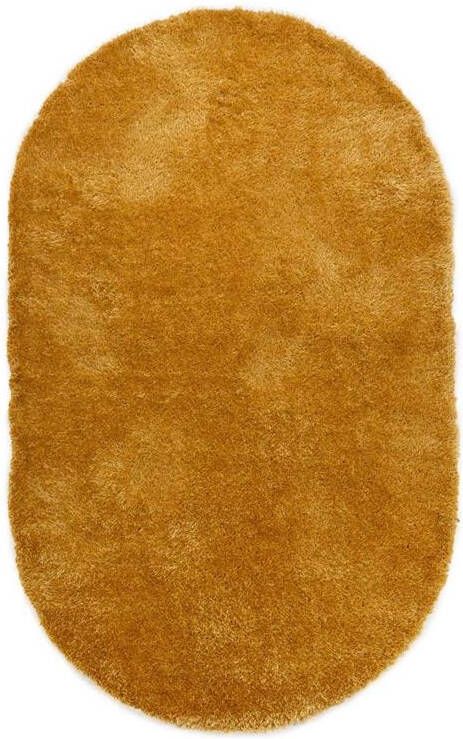 Tapeso Ovaal hoogpolig vloerkleed velvet Posh goud 240x340 cm