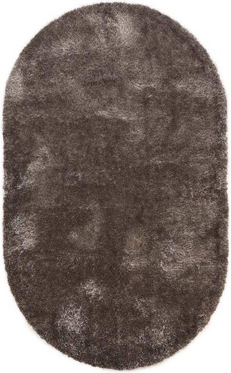Tapeso Ovaal hoogpolig vloerkleed velvet Posh grijs 280x380 cm