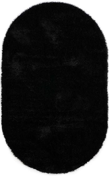 Tapeso Ovaal hoogpolig vloerkleed velvet Posh zwart 240x340 cm