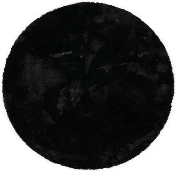 Tapeso Rond hoogpolig vloerkleed Comfy plus zwart 160 cm rond