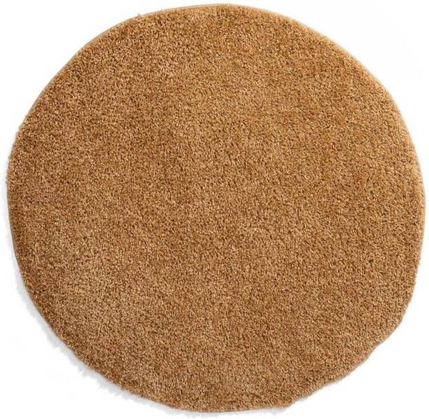 Tapeso Rond hoogpolig vloerkleed shaggy Trend effen goud 200 cm