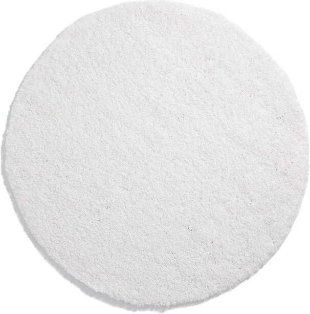 Tapeso Rond hoogpolig vloerkleed shaggy Trend effen wit 80 cm rond