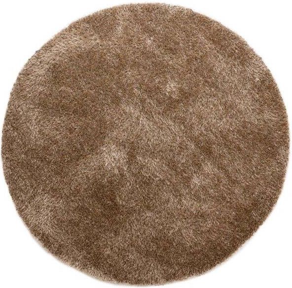 Tapeso Rond hoogpolig vloerkleed velvet Posh beige 280 cm rond