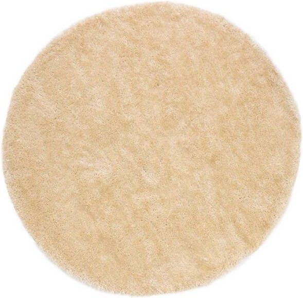 Tapeso Rond hoogpolig vloerkleed velvet Posh champagne 240 cm rond