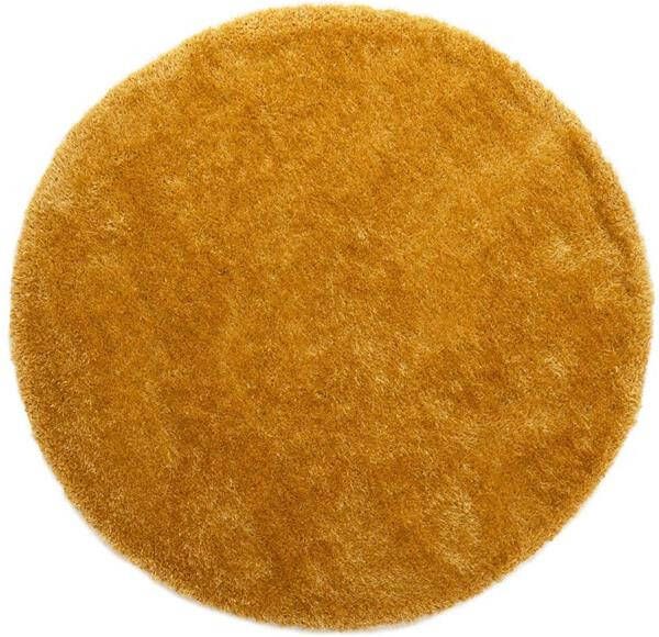 Tapeso Rond hoogpolig vloerkleed velvet Posh goud 160 cm rond