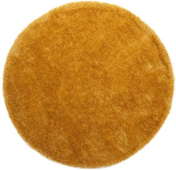 Tapeso Rond hoogpolig vloerkleed velvet Posh goud 240 cm rond