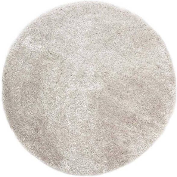 Tapeso Rond hoogpolig vloerkleed velvet Posh lichtzilver 80 cm