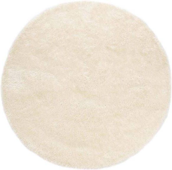 Tapeso Rond hoogpolig vloerkleed velvet Posh wit 120 cm rond