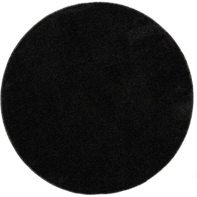 Tapeso Rond vloerkleed Fine antraciet 80 cm rond
