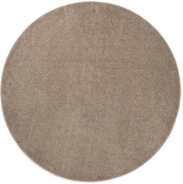 Tapeso Rond vloerkleed Fine beige 80 cm rond