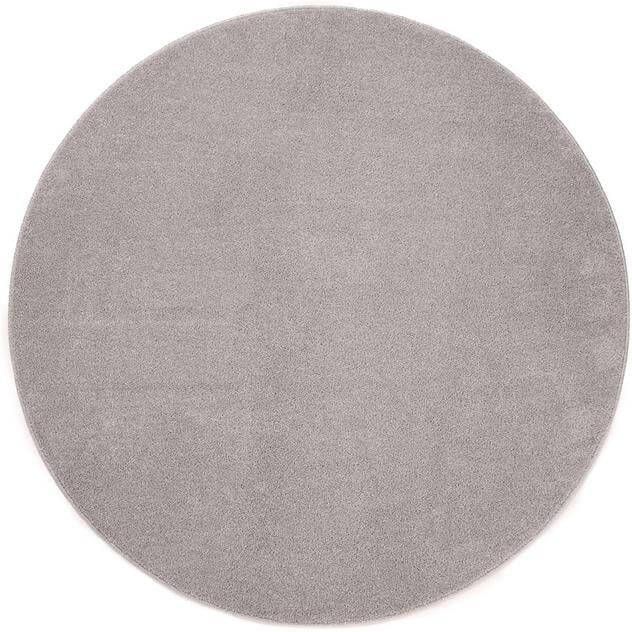 Tapeso Rond vloerkleed Fine lichtgrijs 100 cm rond