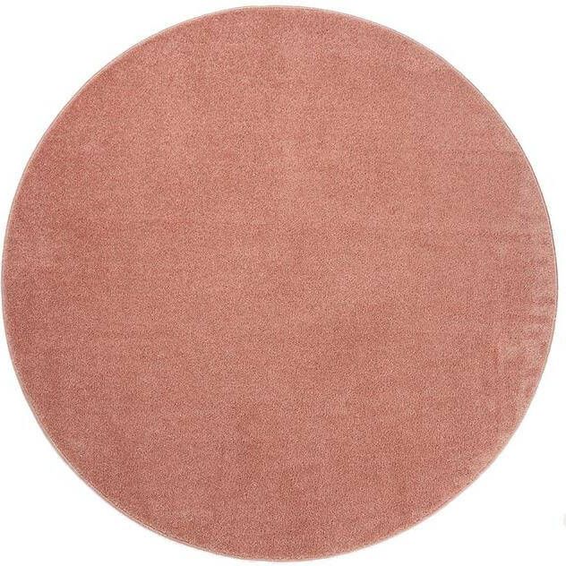 Tapeso Rond vloerkleed Fine roze 80 cm rond
