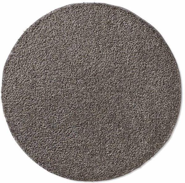 Tapeso Rond vloerkleed hoogpolig effen Classic donkergrijs 120 cm