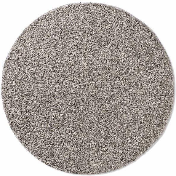 Tapeso Rond vloerkleed hoogpolig effen Classic grijs 200 cm rond