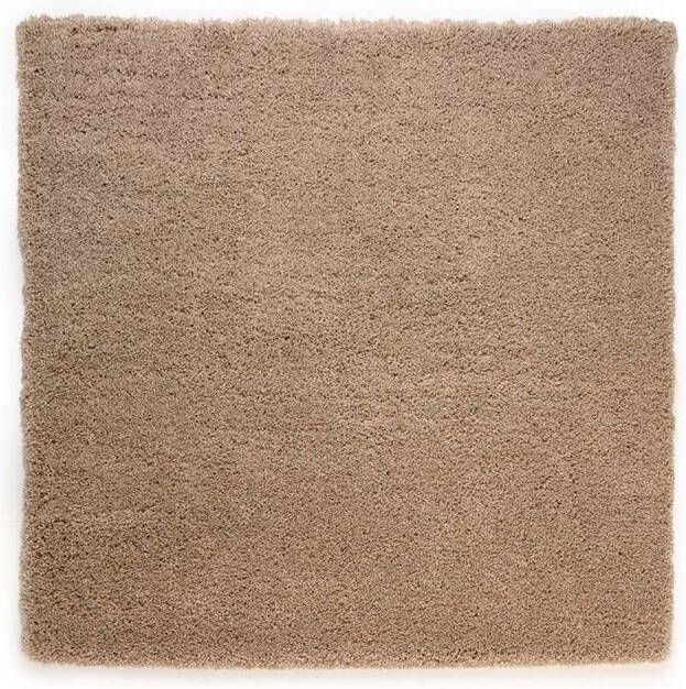 Tapeso Vierkant hoogpolig vloerkleed Cozy Shaggy beige 240x240