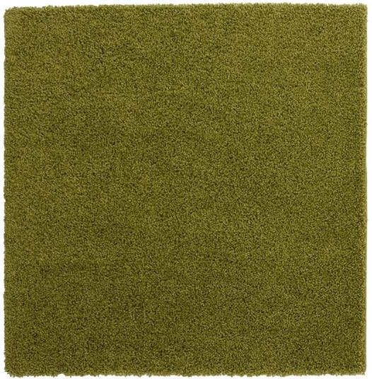 Tapeso Vierkant hoogpolig vloerkleed shaggy Trend effen groen