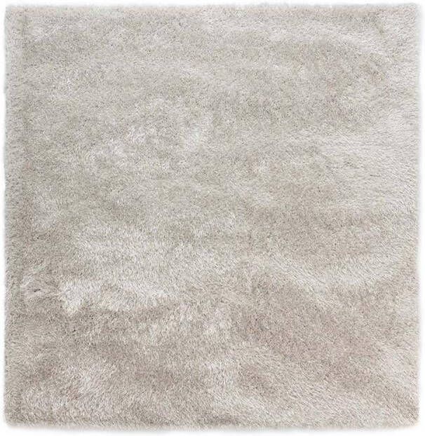 Tapeso Vierkant hoogpolig vloerkleed velvet Posh lichtzilver