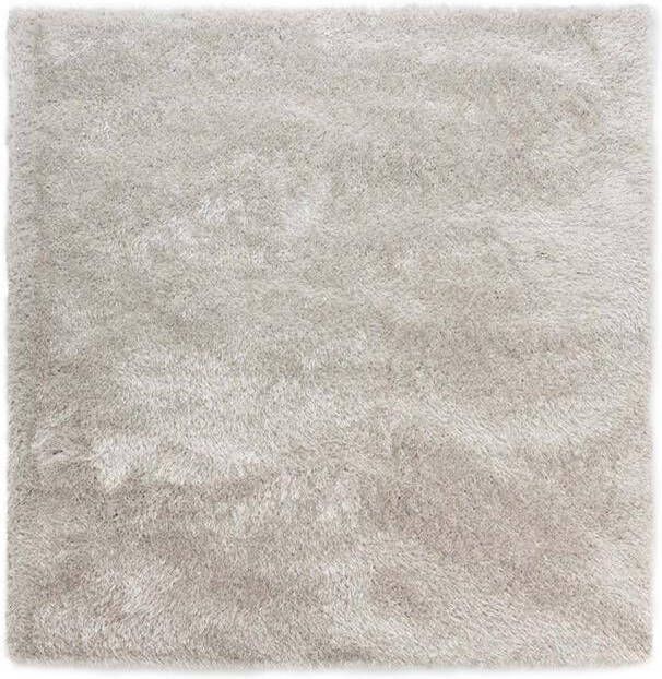 Tapeso Vierkant hoogpolig vloerkleed velvet Posh lichtzilver