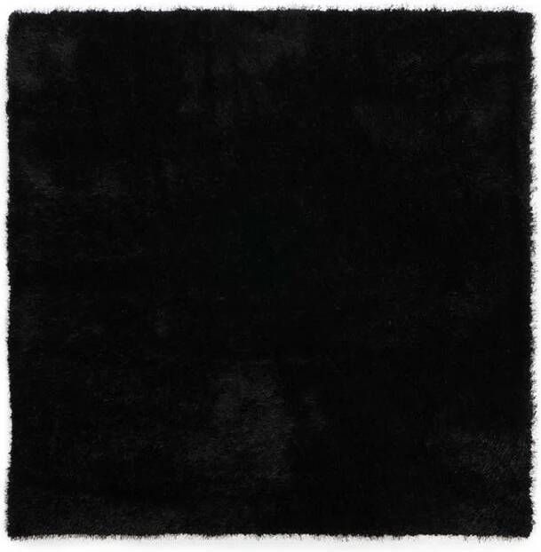 Tapeso Vierkant hoogpolig vloerkleed velvet Posh zwart 200x200 cm