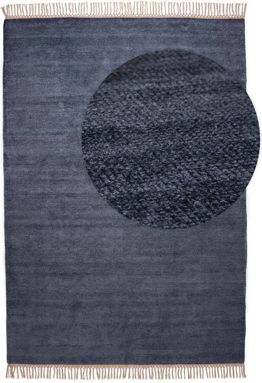 Tapeso Viscose vloerkleed Gem blauw 200x300 cm