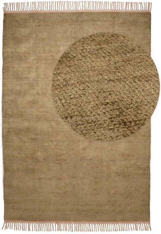 Tapeso Viscose vloerkleed Gem olijfgroen 160x230 cm