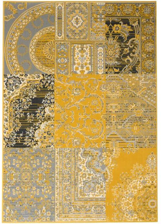 Tapeso Vloerkleed patchwork Ease Agatha okergeel 160x230 cm